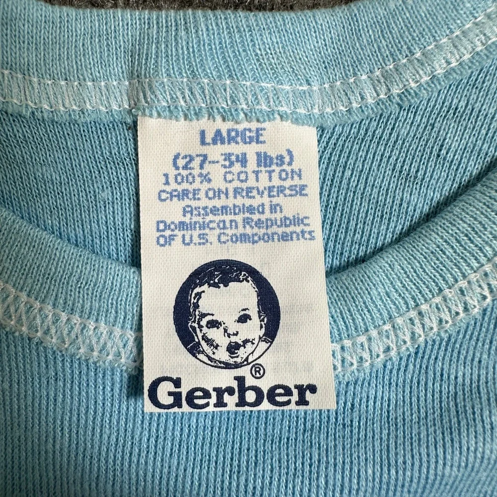 Gerber Baby Boy Blue Ribbed Short Sleeve Bodysuit Large 27-34 lbs